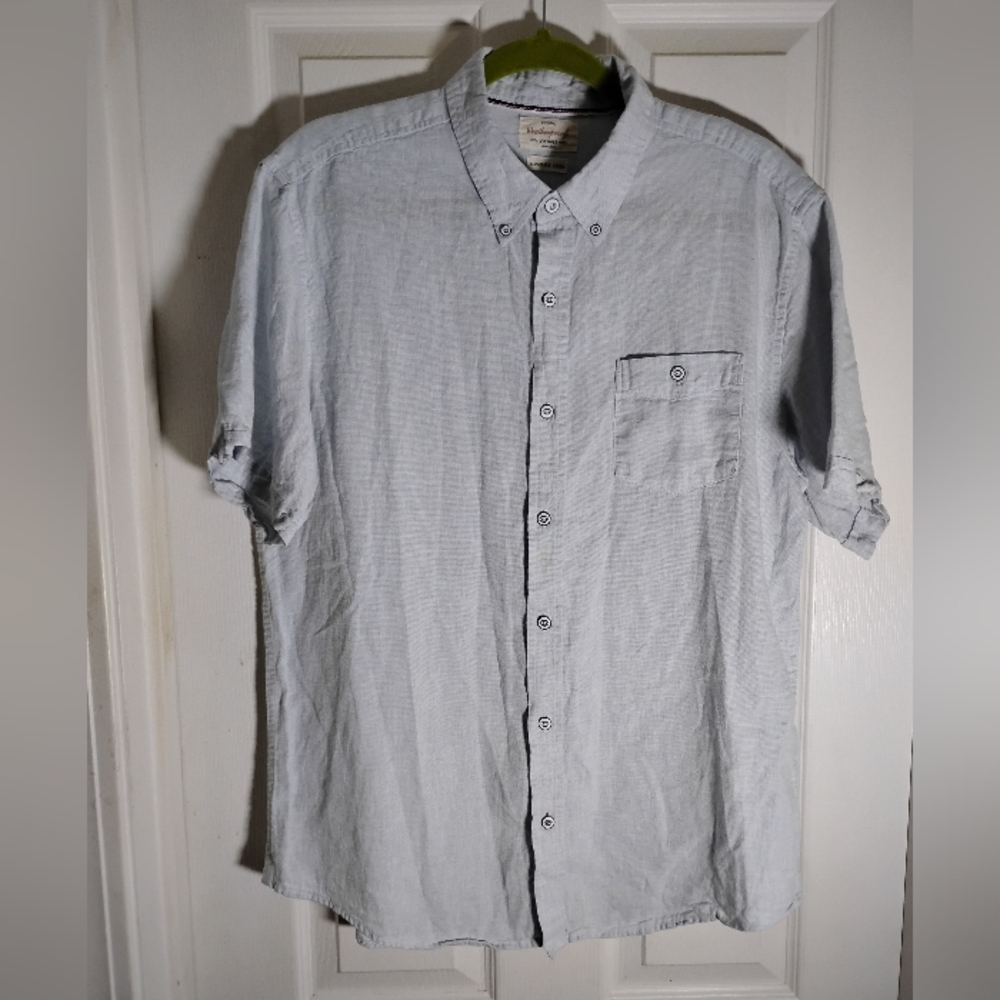 Men's Linen Button Down Shirt Weatherproof Vintage Washable